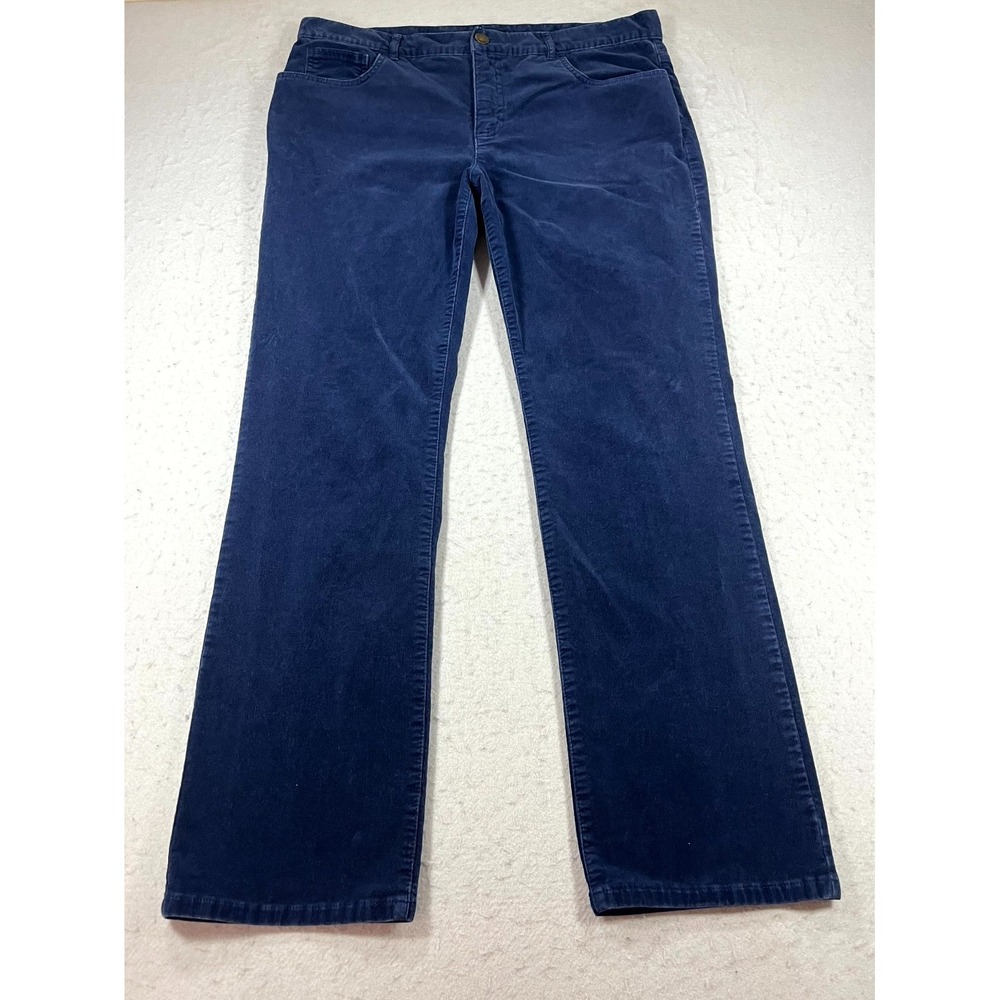 Chaps Corduroy Pants Womens 14 Blue Stretch Cotton‎ Mid Rise Straight Leg Casual